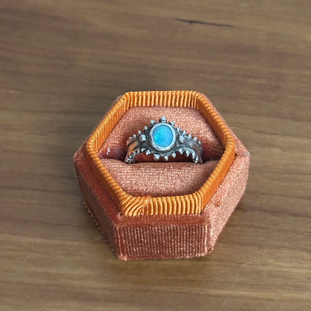 Millie Savage silver Eye of Providence Opal Ring